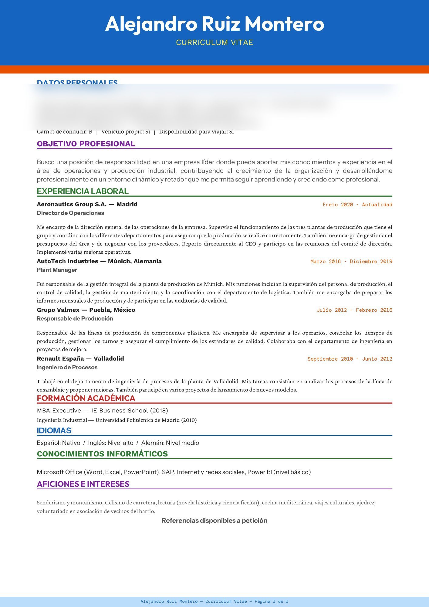 CV Antes - Director de Operaciones